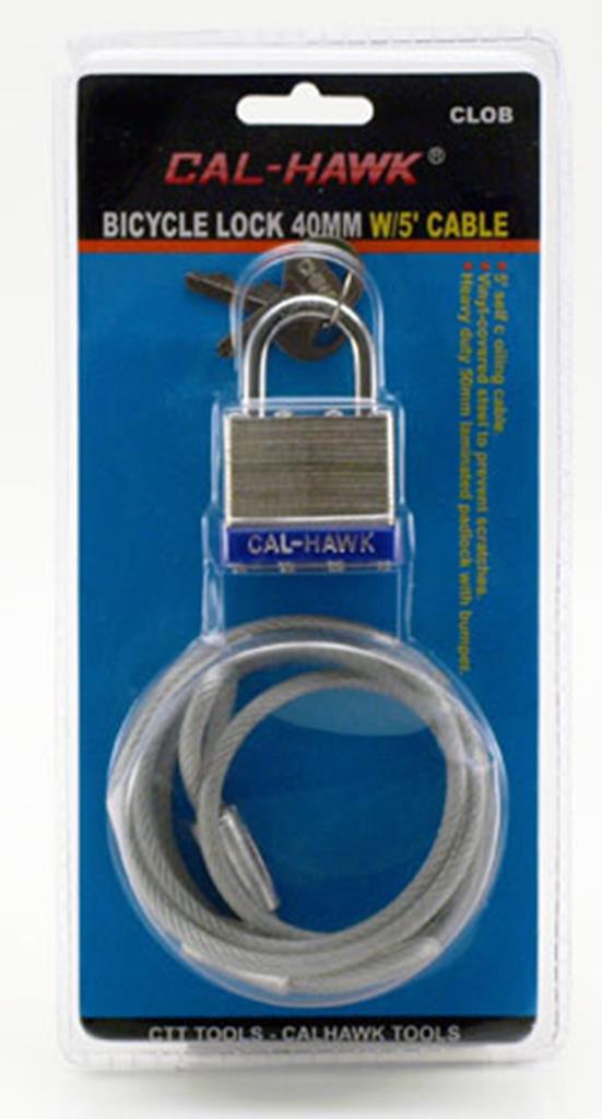 Cal Hawk Tools Bicycle Lock 40mm With 5' Cable