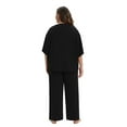 thumbnail image 5 of WBQ Womens Soft Pajama Set Short Sleeve Pajama Tops & Long Pajama Pants Two Piece Lounge Sets Sleepwear, 5 of 6