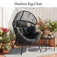 thumbnail image 4 of Dovov Oversized Egg Chair with Thick Cushion, Wicker Lounge Chair Rattan Patio Chair Indoor Outdoor Patio Lounger Basket Chair w/ Steel Frame, 500lbs Capacity, Gray, 4 of 13