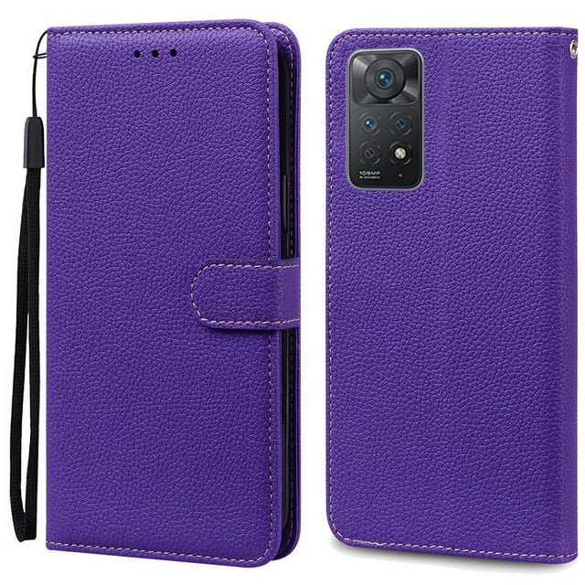 Note 11 Case For Xiaomi Redmi Note 11 11S Case Leather Wallet Flip Case For Redmi Note 11 Pro Phone Cases Note 11S Cover Fundas Dark Purple Note 11S