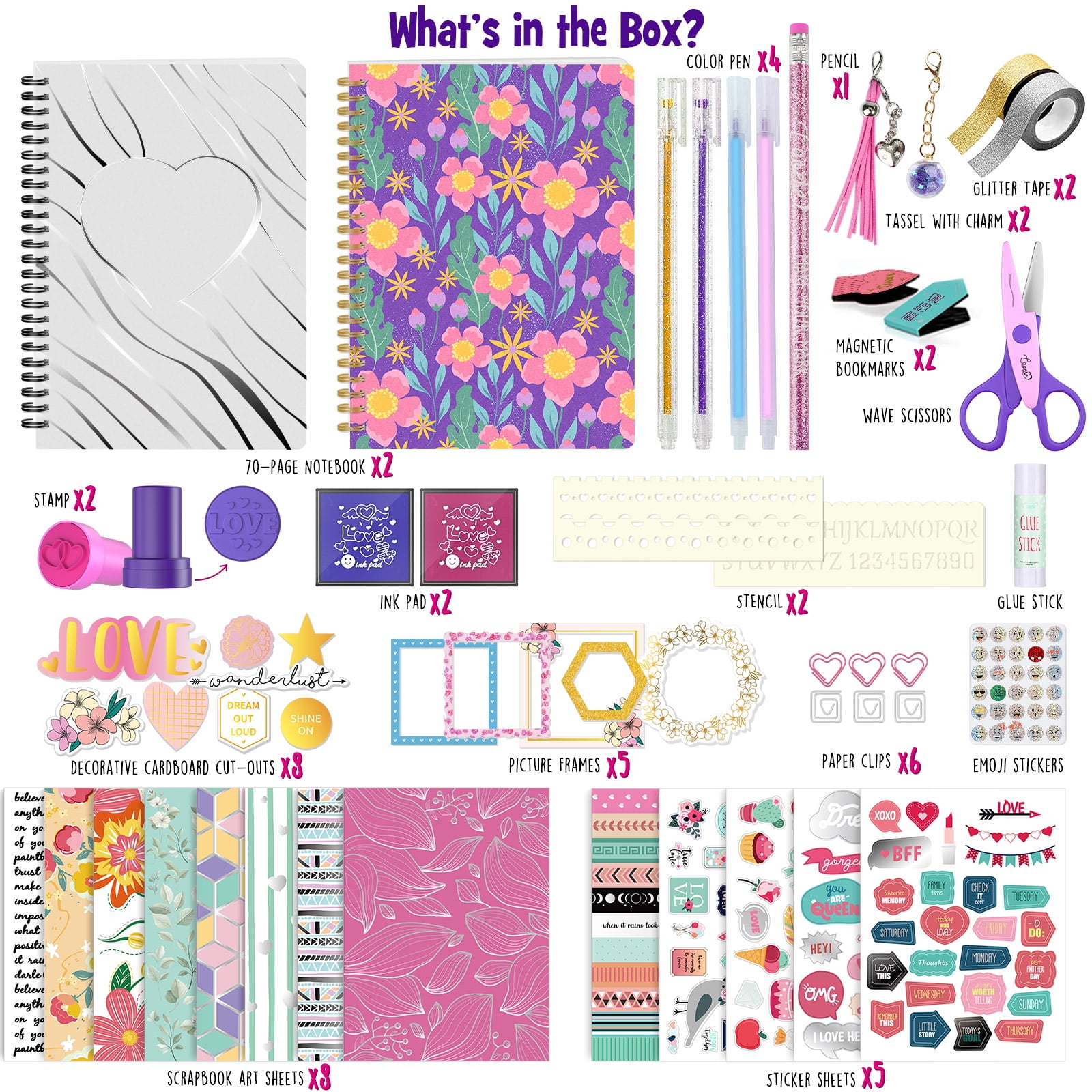 2-Pack Mega DIY Journal Kit – Art & Craft Set for Tweens – Cool  Birthday Gift Ideas for Girls Ages 8-12 – Scrapbook & Diary Kit
