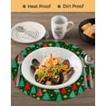 thumbnail image 3 of 15 Inch Round Placemats Set of 4, Christmas Trees Non Slip Heat Insulation PP Table Mats, Dark Green Xmas Tree Star Winter Holiday Washable Place Mats for Kitchen Dining Party Table Decor, 3 of 7