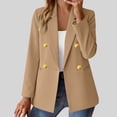 thumbnail image 2 of Hueook Blazers For Women Business Casual Jackets Formal Coat Women's Fashion Solid Button Pocket Long Sleeve Collared Suit Coat Casual Coat Blouse Khaki 3X, 2 of 5