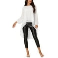 thumbnail image 2 of Women's High Low Tops Lantern Long Sleeve Round Neck Dressy Casual Chiffon Asymmetrical Tops Blouse L White, 2 of 6