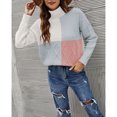 thumbnail image 3 of Women Color Block Turtleneck High Collar Long Sleeve Loose Hem Knitted Women Turtleneck Sweater for Daily Work Party Grey L, 3 of 8