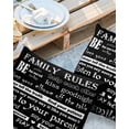 thumbnail image 2 of Outdoor Throw Pillow Cover Family Rules Words Waterproof Cushion Covers 2 Pack Black Pillow Cases Home Decoration for Patio Garden Couch Sofa, 2 of 6