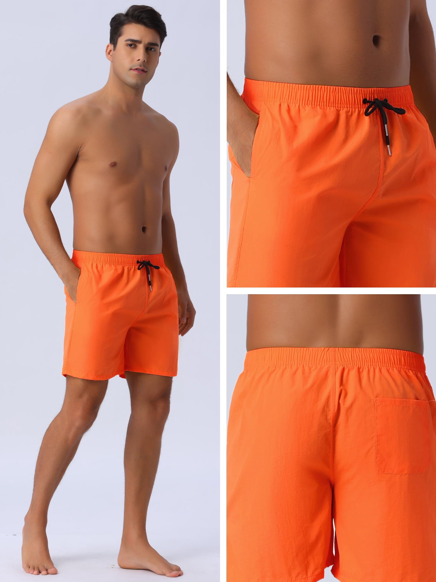 DARING DIVA Men's Elastic Waist Drawstring Surfing Board Shorts 28 Orange