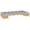 thumbnail image 3 of vidaXL 10 Piece Patio Lounge Set with Cream Cushions Pinewood, 3 of 6