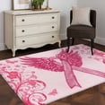 thumbnail image 4 of Pink Ribbon Wings Area Rug 4'x6', Bows Vintage Floral Butterfly Abstract Washable Non-Slip Rugs, Low Pile Large Carpet for Living Room Bedroom Dining Room Kitchen Office Indoor Mat, 4 of 9