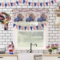 thumbnail image 4 of Kitchen Curtain Valances for Windows,Independence Day Blue Truck Flower Rod Pocket Small Valance USA Flag Star Stripe on Linen Short Window Treatment for Bedroom Bathroom Living Room,54"x18", 4 of 7