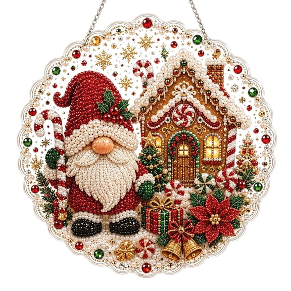 Christmas Pearl Diamond Painting Art Kit with Frame, 3D Pearl Bead DIY Christmas Craft for Adults Beginners, Holiday Wall Decor, Tabletop Christmas Decoration