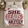 thumbnail image 5 of Inspirational She Leads Fearlessly Quote Wood Plank Background, Cozy Typography Art Scene, Warm Flannel Blanket for Living Room and Reading Nook, Art Lovers Appreciation Gift, Artistic Home Decor, 5 of 9