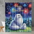 thumbnail image 2 of Happy New Year Persian Family Cheer Winter Midnight Firework Shower Curtain Cat Lover Kitten Owner Gifts Waterproof Bathroom Bathtub Curtain - 02025, 2 of 5
