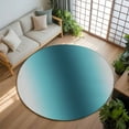 thumbnail image 3 of Teal Green Grey Ombre 8ft Round Rug, Modern Abstract Art Gradient Non-Skid Rubber Backing Large Area Rugs - Living Room Bedroom Home Office, Indoor Floor Mat Carpets Washable Rug, 3 of 9