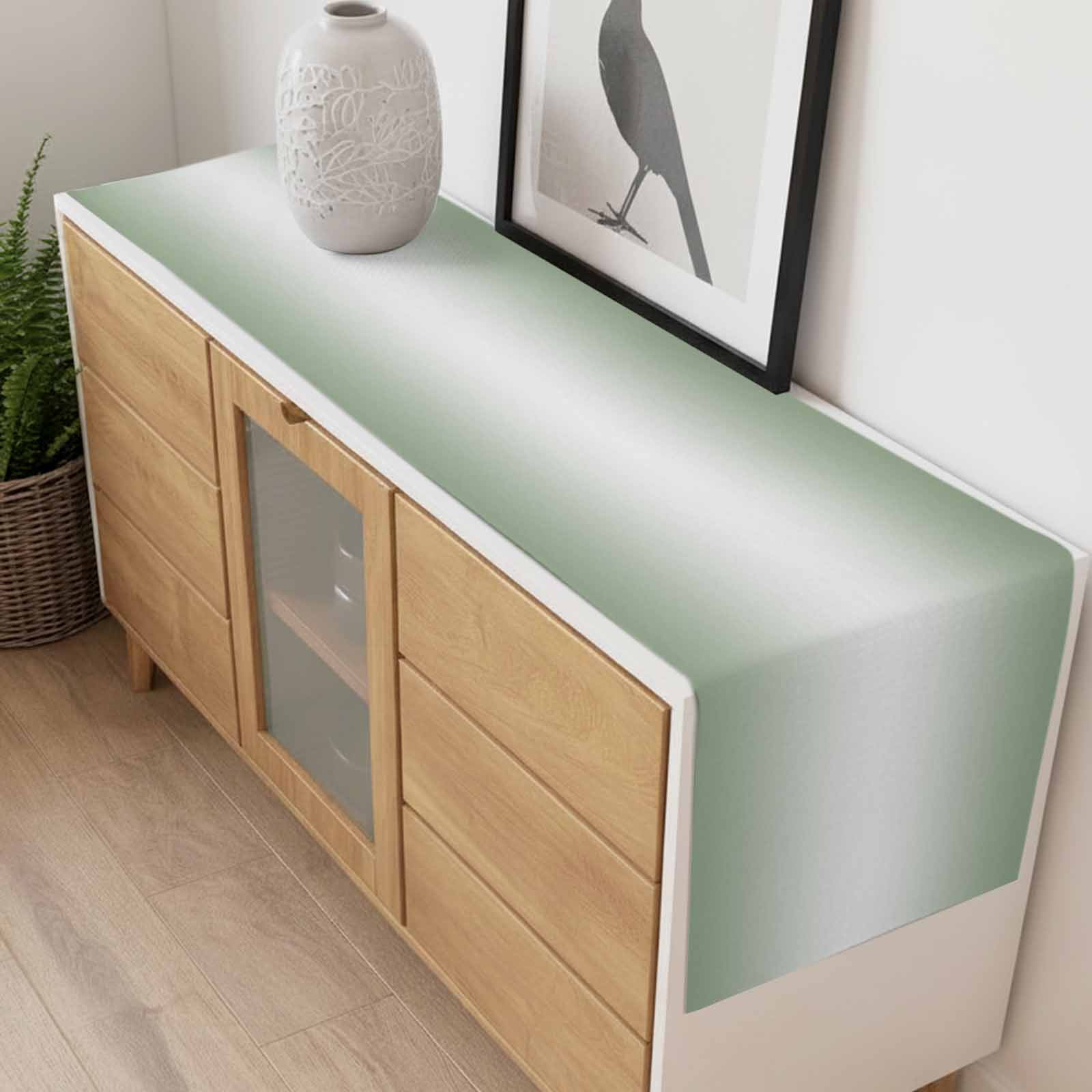 Sage Green Table Runner 13x108 inch and White Gradient Cotton Linen Dining Table Runner Ideal for Dresser Kitchen Coffee Tables - Machine Washable
