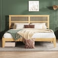 thumbnail image 2 of King Size Platform Bed Frame with 2 Underbed Storage Drawers, Solid Wood and Rattan Headboard, Sturdy Slats Support, No Box Spring Required, Space Saving Bedroom Solution, 2 of 7