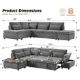 thumbnail image 2 of Luckhao Modern U-Shaped 7-Seat Sleeper Sectional Sofa with Pull Out Bed, Storage Chaise, USB Ports & Cupholders, 2 of 15