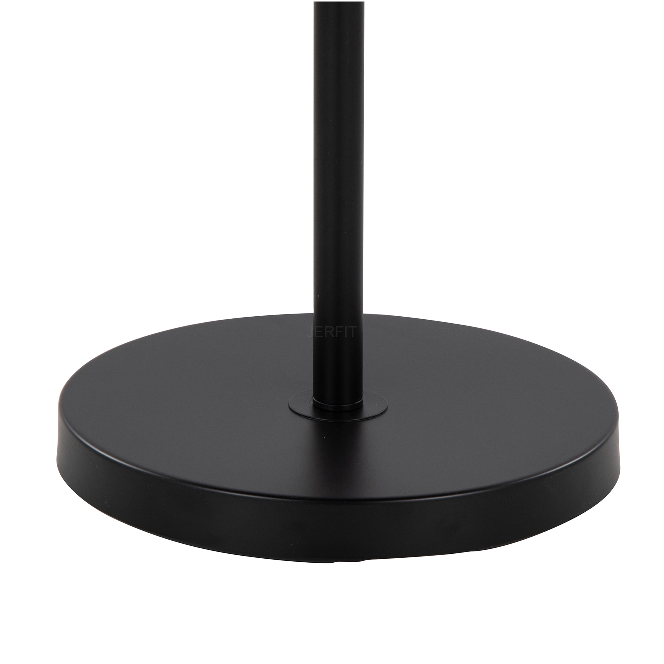 JERFIT Modern Floor Lamp with Tiered Shade, Black Metal Standing Lamp for Living Room Bedroom Office