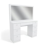 Boahaus Artemisia Modern Vanity Table with Mirror and 7 Drawers, White finish