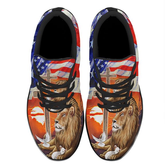 Lion and Lamb ChriStan Cross American flag Shoes Sneakers Black Size 3.5