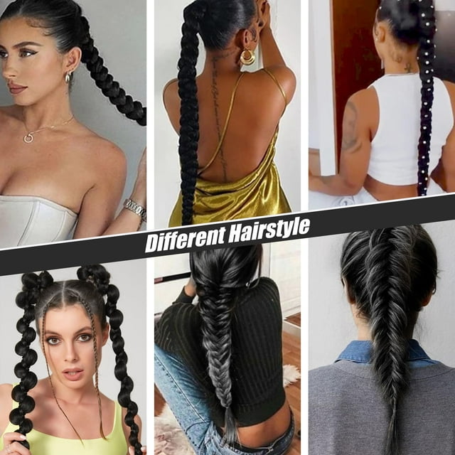 yingyy Extension de Queue de Cheval Tendance pour Tresses DIY Extension de Queue de Cheval Tressée Couronne Tressée Interrupteur Noir 1Ensemble