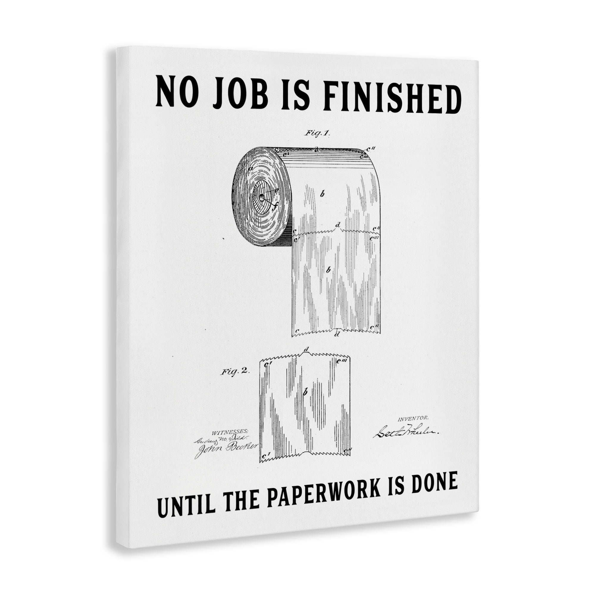 No Job Finished Toilet Paper Canvas Wall Art, design by Lettered and Lined
