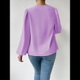 thumbnail image 4 of Blusas de Mujer con Cuello Vuelto, Larga, para Profesora, Oficina, Negocios, Elegantes, Informales Púrpura L, 4 of 5
