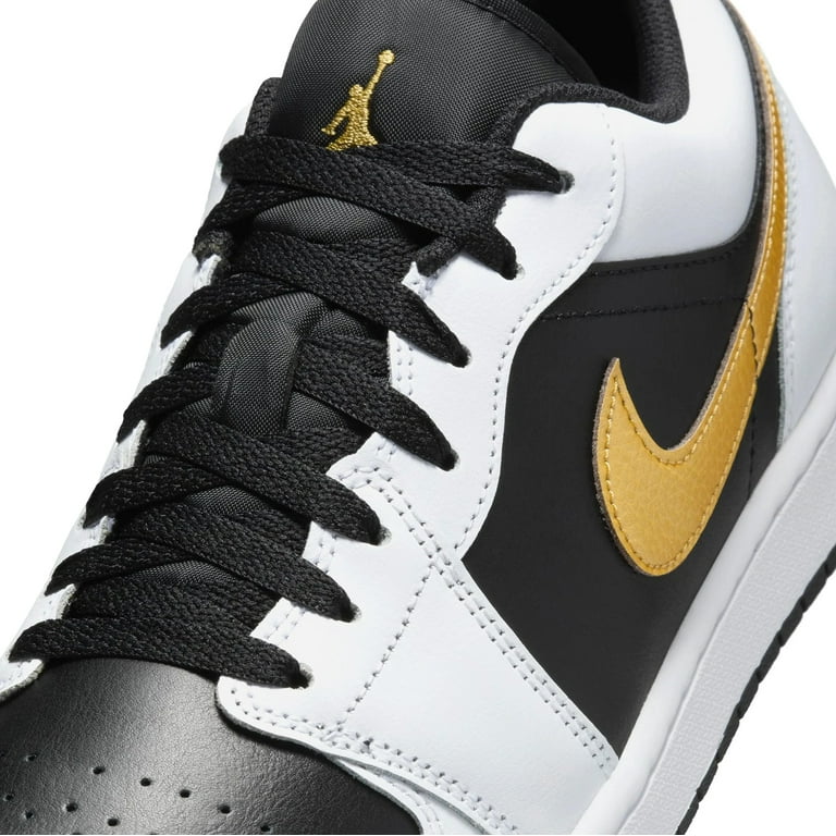 Men's Jordan 1 Low White/Metallic Gold-Black (553558 172) - 9