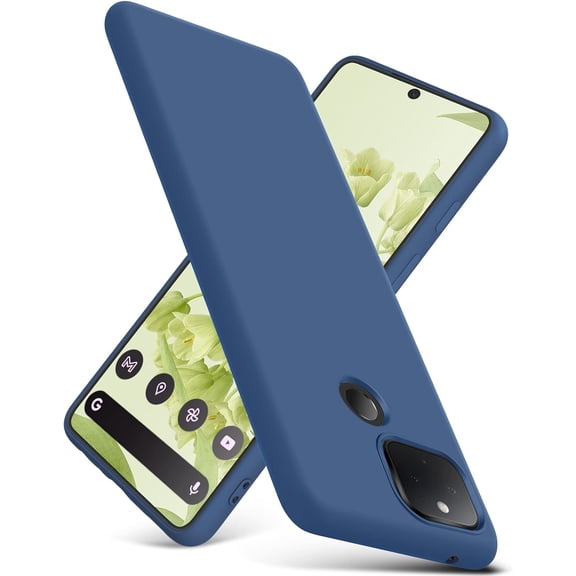 Compatible with Google Pixel 5 Case, Thin Liquid Silicone Case,Shockproof,Slim Thin Phone Case for Google Pixel 5, Full Body Screen Camera Protective Cover-Blue 4-Pixel5-02
