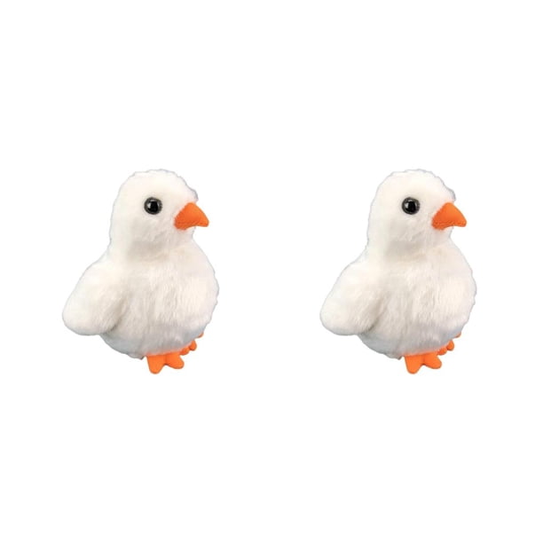 Bewildely Animal de peluche de juguete animales de peluche animales de granja decoración del hogar para niños regalos pollo blanco 2piezas pollo blanco 14 cm