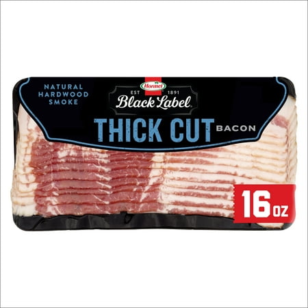 HORMEL BLACK LABEL Thick Cut Pork Bacon, Gluten Free, 16 oz Plastic Package