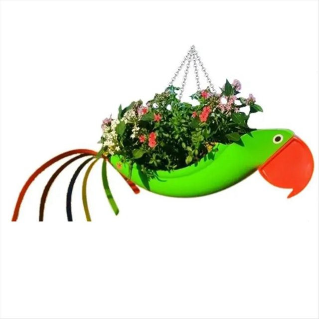 Maceta de Metal Exquisita Forma de Pájaro Maceta de Loro Colorida Maceta Colgante Maceta Decorativa de Jardín,S,B