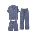 thumbnail image 5 of Ropa de dormir de verano de algodón puro para hombre, pantalones largos de manga corta, ropa fina para el hogar, conjunto de tres piezas, ropa interior cómoda y transpirable, 5 of 5