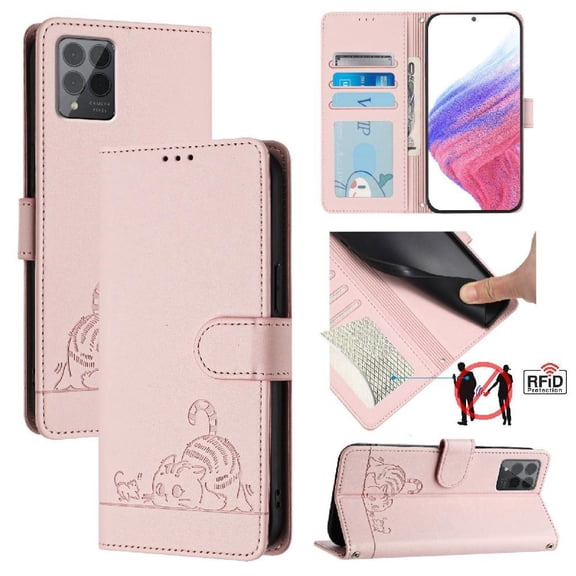 Flip case for GANGXUN T-Mobile Revvl 6X Pro 5G Wallet Case with Kickstand, Card Slots, RFID Block, Cat Design