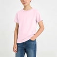 thumbnail image 2 of CYRBOKO Boys Cotton T-shirts, Short Sleeve Casual Stretchy Sports Summer Tops Pink Size 14-15 T, 2 of 7