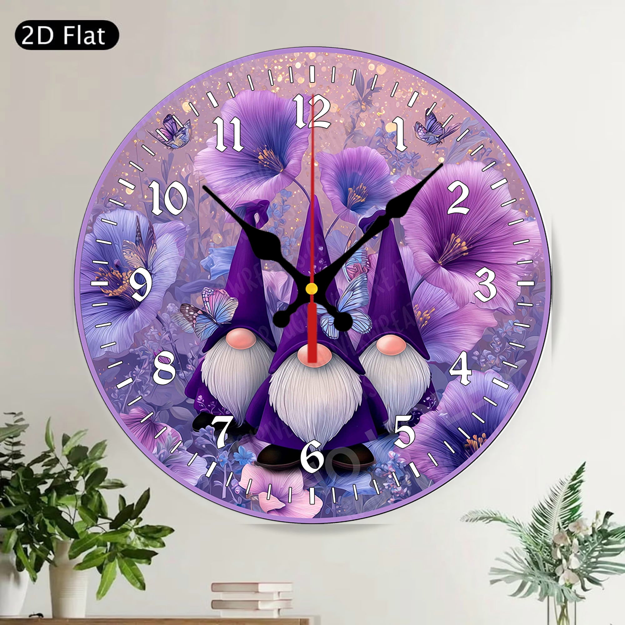 Farmhouse Hydrangea Floral Round Wall Clock with Hello Sign, Silent Non-Ticking Decorative Wooden Clock for Home Decor