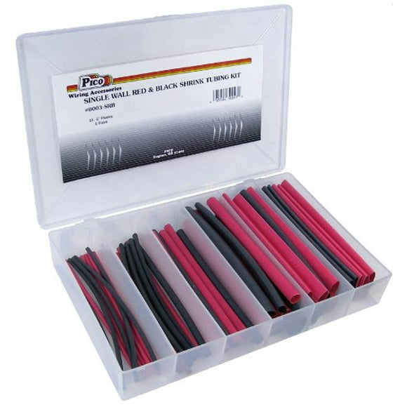 Single Wall Red & Black Shrink Tube Assortment in Plastic kit