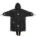 thumbnail image 2 of Oversized Wearable Blanket Hoodie,Black Star Planet Moon Pattern Sherpa Blanket Hoodie with Super Pockets,Super Warm Fuzzy Pullover for Women & Men, 2 of 6