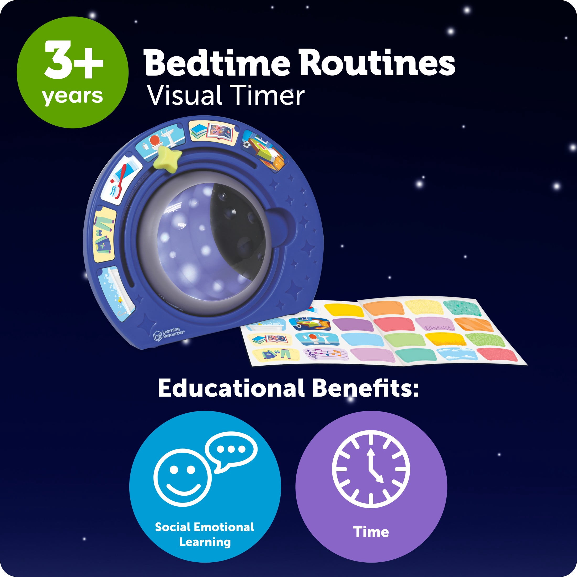Learning Resources Bedtime Routines  Visual Timer for Kids, Night Light, Ages 3+