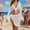 C White, variant on HAPIMO Women's 4-Piece Swimwear Set - Two Piece Bikini Set & Tie Front Long Sleeve Crop Cover Up & Wrap Skirt Summer Tropical Beach Vacation Bathing Suit Pink S