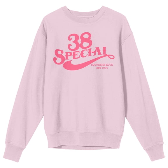 38 Special Logo Southern Rock Est 1974 Adult Cradle Pink Crew Neck Long Sleeve Sweatshirt-Medium
