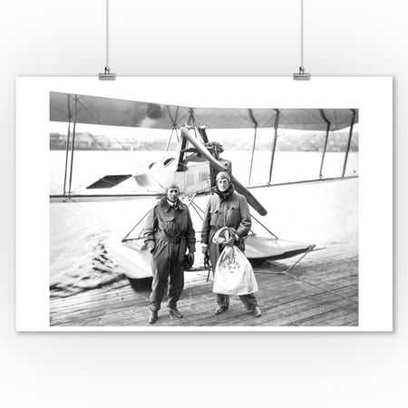 William Boeing & Pilot delivering first international mail Photograph (9x12 Art Print, Wall Decor Travel (Best Way To Send International Mail)