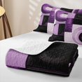 thumbnail image 4 of Castle Fairy Abstract Curved Circle Quilt King 3 Pieces,Geometric Square Block King Coverlet Set,Lavender Violet Black,1 Bedspread and 2 Pillowcases, 4 of 7