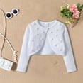 thumbnail image 2 of Gibobby Little Girl Knit Cardigan Sweater - Toddler Button Up Uniforms Cardigan,White,11-12 Years, 2 of 5