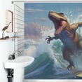 thumbnail image 4 of Surfing Dinosaurs Shower Curtain Cloth Fabric Bathroom Decor with Hooks, 4 of 8