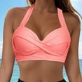 thumbnail image 2 of NIEWTR Women's Twist Front Bikini Top V Neck Push Up Padded Swimsuit Top Full Coverage Bathing Suits Swim Bra Swimsuit Gift Sexy Bikini Tops Only（Pink，L）, 2 of 8