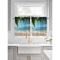 thumbnail image 2 of Half Window Curtains 24 Inches Long, Ocean Beach Window Treatment Curtain Drapes, Palm Trees Summer Tropical Island Seaside Short Curtains Tiers for Kitchen Over Sink, 27.5"x24", 2 Panels, 2 of 7