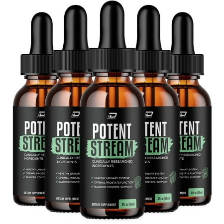 (5 Pack) Potent Stream Drops for Prostate Health - Bladder Urinating Issues - Potent Stream Supplement, Maximum Strength Potent Streame Droppers, 2024 New Improved Formulation(5 Month Supply)