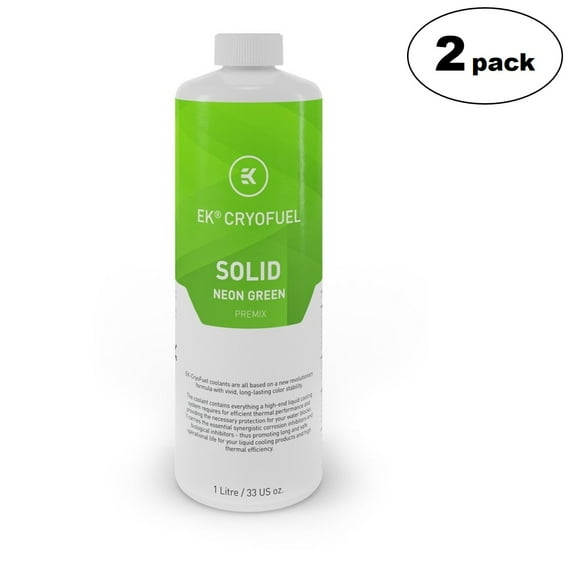 EKWB EK-CryoFuel Solid Premix PC Coolant, 1000mL, Neon Green, 2-pack