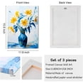 thumbnail image 6 of 3 Piece Bedroom Flower Canvas Wall Art, Vintage Oil Painting Gallery Wall Decor Print White and Blue Daisy in Pretty Vase Picture for Kitchen or Living Room，11.8"x15.8", 6 of 6